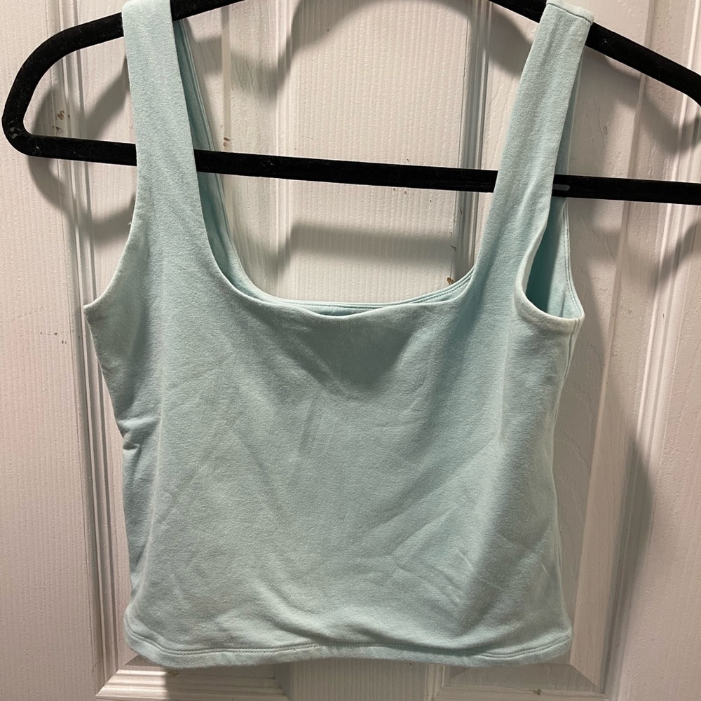 Abercrombie & Fitch Green Sleeveless Fitted Crop Tank Top